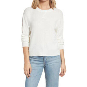 THREAD & SUPPLY Women's Thermal Sweater Top Long Sleeve In White Size XL